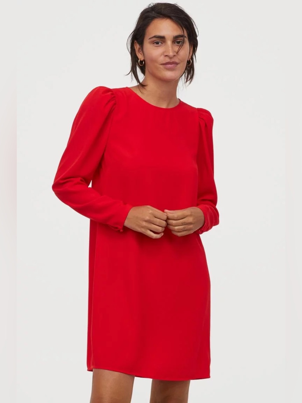 NWT - H&M - Red Puffed Sleeve Sheath Dress. XL. P2P 23”